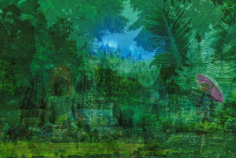 Francesca Meana : Fuochi blu a Java  - Stampa fotografica su carta cotone - Mostra Racconti di paesaggi - Collezione da Tiffany